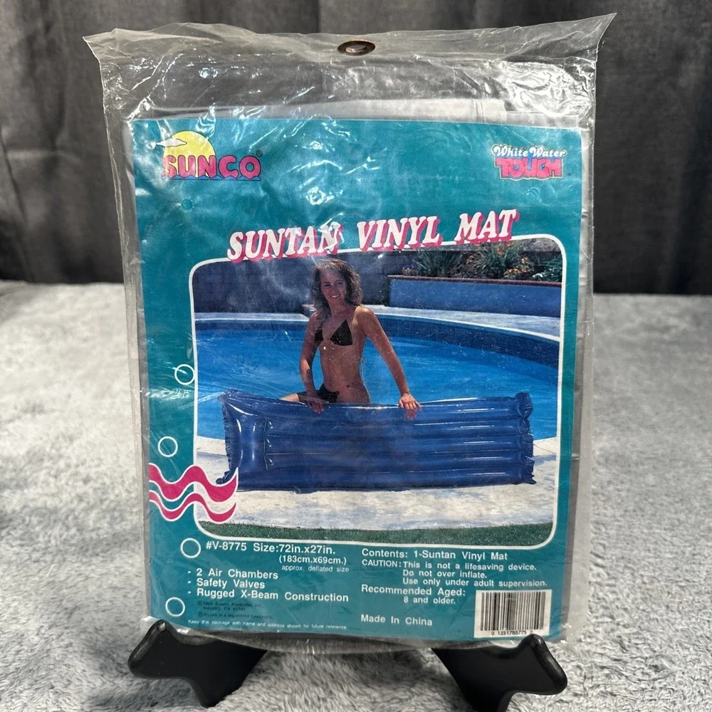 NEW Vintage 1994 Sunco Suntan Mat 72x27 Inflatable Pool Raft Grey Float Air Mat